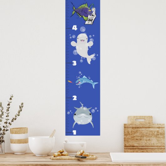 Kute fish zee creats cartoon growth chart poster (Keuken)