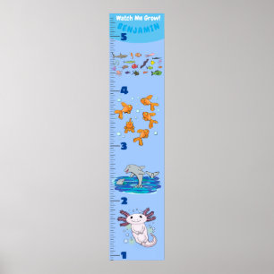 Kute fish zee creats cartoon growth chart poster
