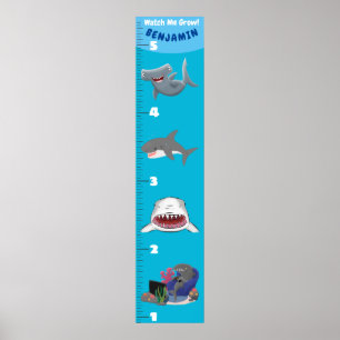 Kute fish zee creats cartoon growth chart poster