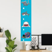 Kute fish zee creats cartoon growth chart poster (Thuiskantoor)
