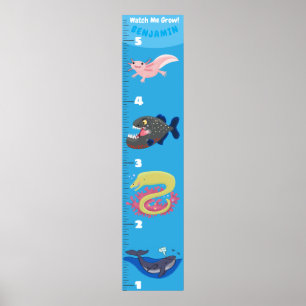 Kute fish zee creats cartoon growth chart poster