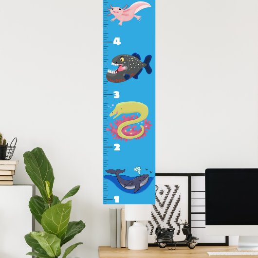 Kute fish zee creats cartoon growth chart poster (Thuiskantoor)