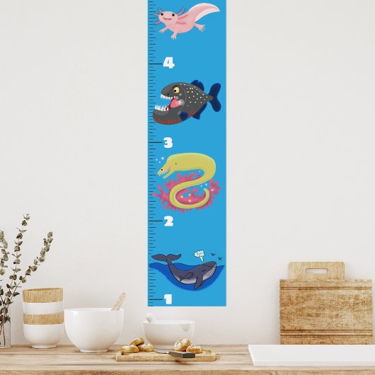 Kute fish zee creats cartoon growth chart poster (Keuken)