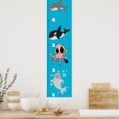 Kute fish zee creats cartoon growth chart poster (Keuken)