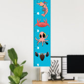 Kute fish zee creats cartoon growth chart poster (Thuiskantoor)