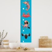Kute fish zee creats cartoon growth chart poster (Keuken)