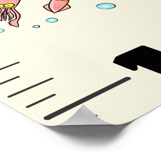 Kute fish zee creats cartoon growth chart poster (Hoek)