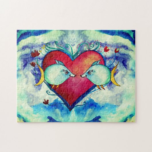 Kute Fishes & Heart Legpuzzel (Horizontaal)