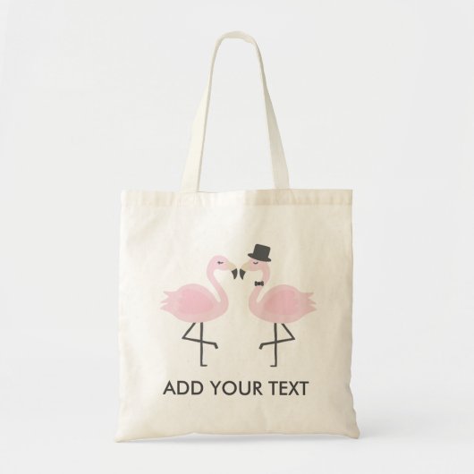 Kute Flamingo Bride & Groom het Tas van de Tekst v (Voorkant)