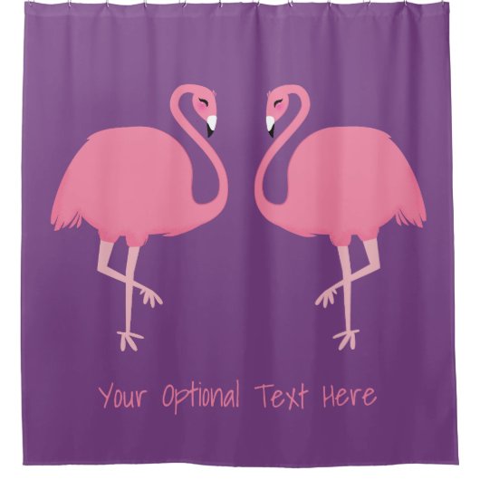 Kute Flamingos aangepaste tekstgordijnen Douchegordijn (Voorkant)