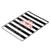 Kute Flamingos in Love, Black White Stripes Notitieboek (Linkerzijde)