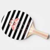 Kute Flamingos in Love, Black White Stripes Tafeltennisbatje (Zijkant)