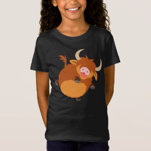 Kute Floating Cartoon Highland Koe Kinder T-Shirt