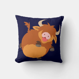 Kute Floating Cartoon Highland Koe Pillow Kussen