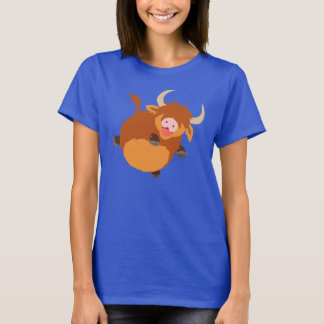Kute Floating Cartoon Highland Koe Women T-Shirt