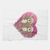 Kute Floating Otters in Love Theedoek (Horizontaal)