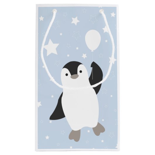 Kute Floating Penguin en ballon in sneeuw Klein Cadeauzakje (Achterkant)
