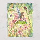 Kute Flower Fairy en Ladybug Fantasy Art Briefkaart (Voorkant)