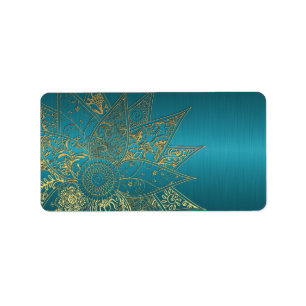 Kute flower henna hand getrokken design etiket