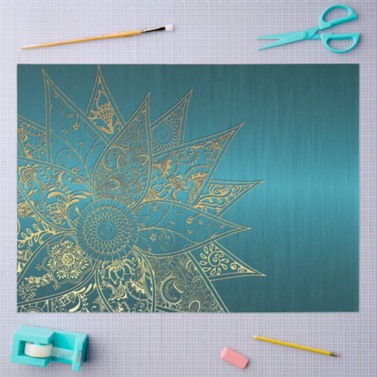 Kute flower henna hand getrokken design tissuepapier (Craft)