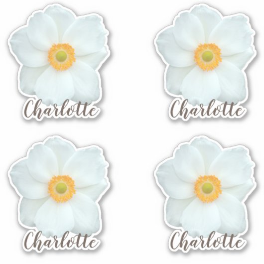 Kute Flower Modern Script Name Sticker (Voorkant)
