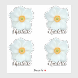 Kute Flower Modern Script Name Sticker