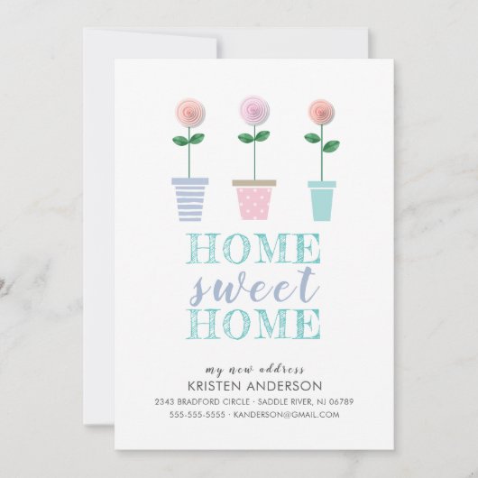 Kute Flower Pots New Address Moving Announance Aankondiging (Voorkant)