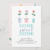 Kute Flower Pots New Address Moving Announance Aankondiging (Voorkant / Achterkant)