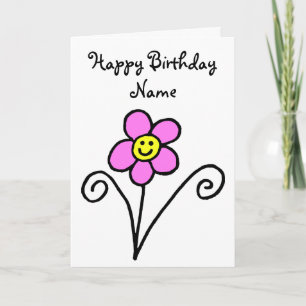 Kute Flower Smilling Face Birthday Card Kaart