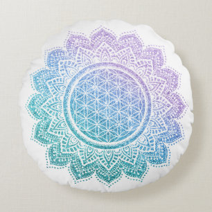 Kute flower van leven Mandala glitter meditatie Rond Kussen