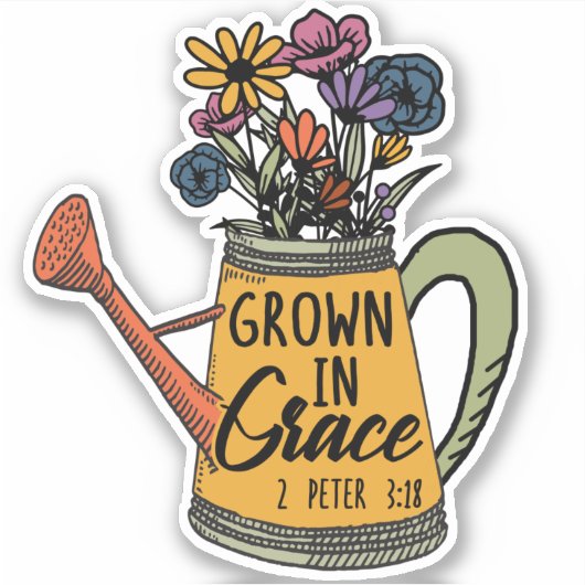 Kute Flowers Christelijke Bijbel Verse Grace Sticker (Voorkant)