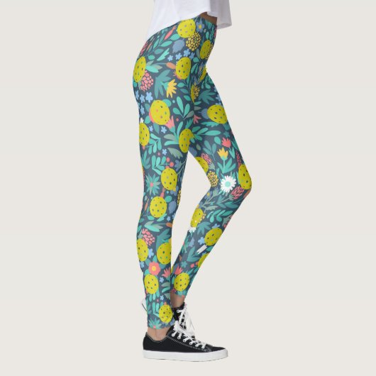 Kute Flowers en Leaves Fun Colorful Pickleball Leggings (Rechts)