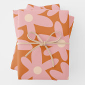 Kute Flowers Floral Pattern in Oranje en Roze Inpakpapier Vel (In situ)