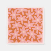 Kute Flowers Floral Pattern in Oranje en Roze Servet (Voorkant)