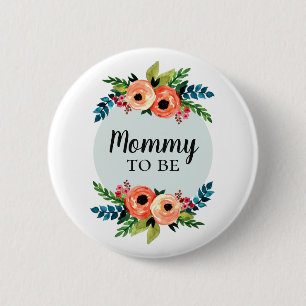 Kute Flowers Girls Floral Mam to be Baby shower Ronde Button 5,7 Cm