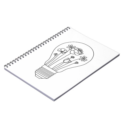 Kute Flowers in Light Bulb Line Design Notitieboek (Linkerzijde)