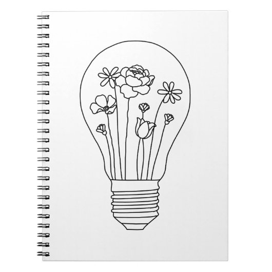 Kute Flowers in Light Bulb Line Design Notitieboek (Voorkant)