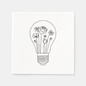 Kute Flowers in Light Bulb Line Design Servet (Voorkant)