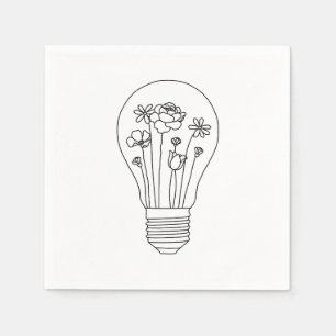 Kute Flowers in Light Bulb Line Design Servet