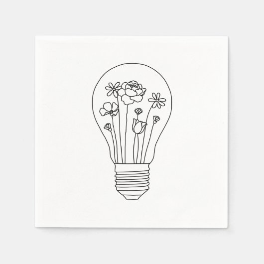 Kute Flowers in Light Bulb Line Design Servet (Voorkant)