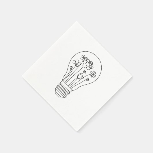 Kute Flowers in Light Bulb Line Design Servet (Hoek)