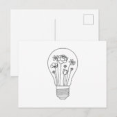 Kute Flowers in Lightbulb Line Design Briefkaart (Voorkant / Achterkant)