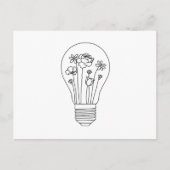 Kute Flowers in Lightbulb Line Design Briefkaart (Voorkant)