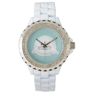 Kute fluffy baby-zegel horloge