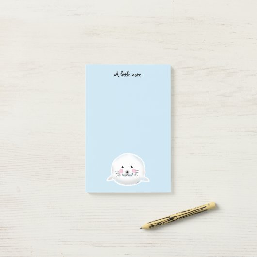 Kute fluffy baby-zegel post-it® notes (Op bureau)