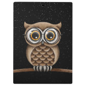 Kute fluffy Brown Owl met leesbril en sterren Klembord (Achterkant)