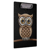 Kute fluffy Brown Owl met leesbril en sterren Klembord (Rechts)