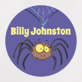 Kute fluffy brown spin op web cartoon labels (Design 2)