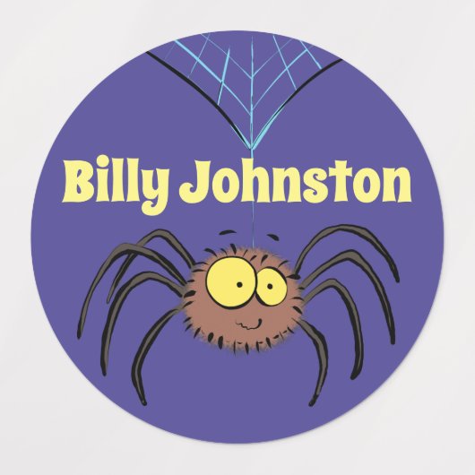 Kute fluffy brown spin op web cartoon labels (Design 2)