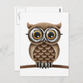 Kute fluffy bruine kieuwen met leesbril, wit briefkaart (Voorkant / Achterkant)